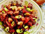 A picture of Warm beet salad with dried plums and chestnuts.