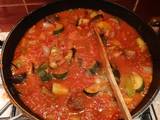 A picture of Roasted Mediterranean vegetable pasta sauce.