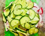 A picture of step 1 of Vegetable salad with radish, cheese and nuts.