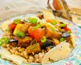 A picture of step 6 of Warm aubergine salad with giant
wholewheat couscous and smoked cheese.