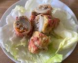 A picture of step 5 of Holubtsi - Ukrainian stuffed cabbage rolls.